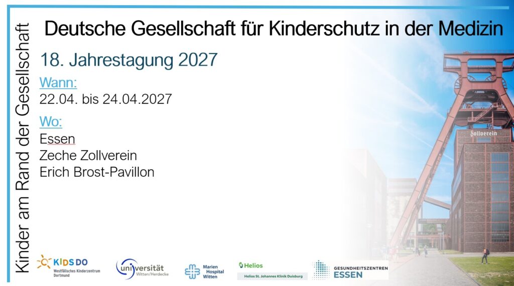 Flyer zur DGKiM Jahrestagung 2027 auf Zeche Zollverein in Essen